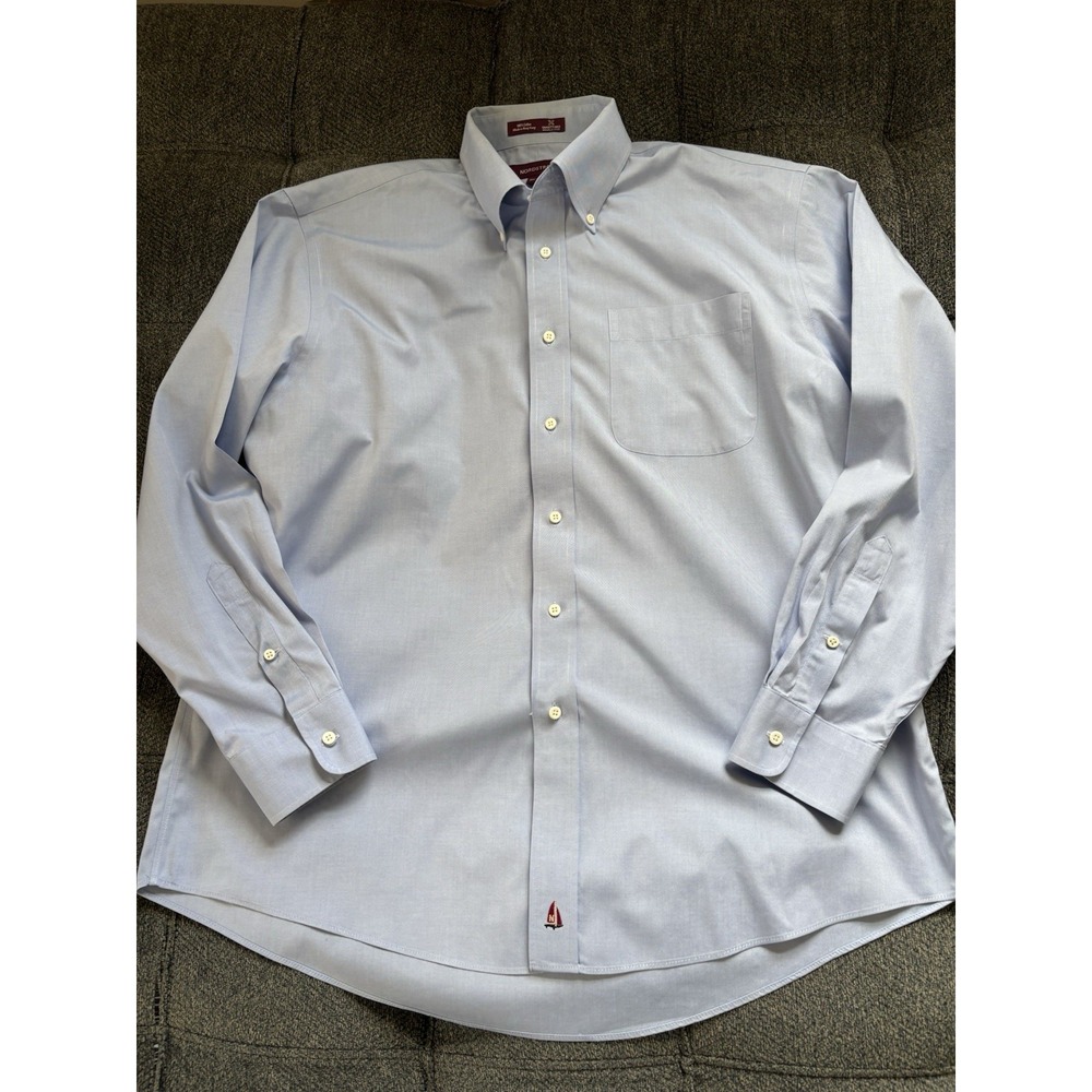 Nordstrom Smartcare Men's Dress Shirt 16.5 33 Blue Wrinkle Free Cotton Button